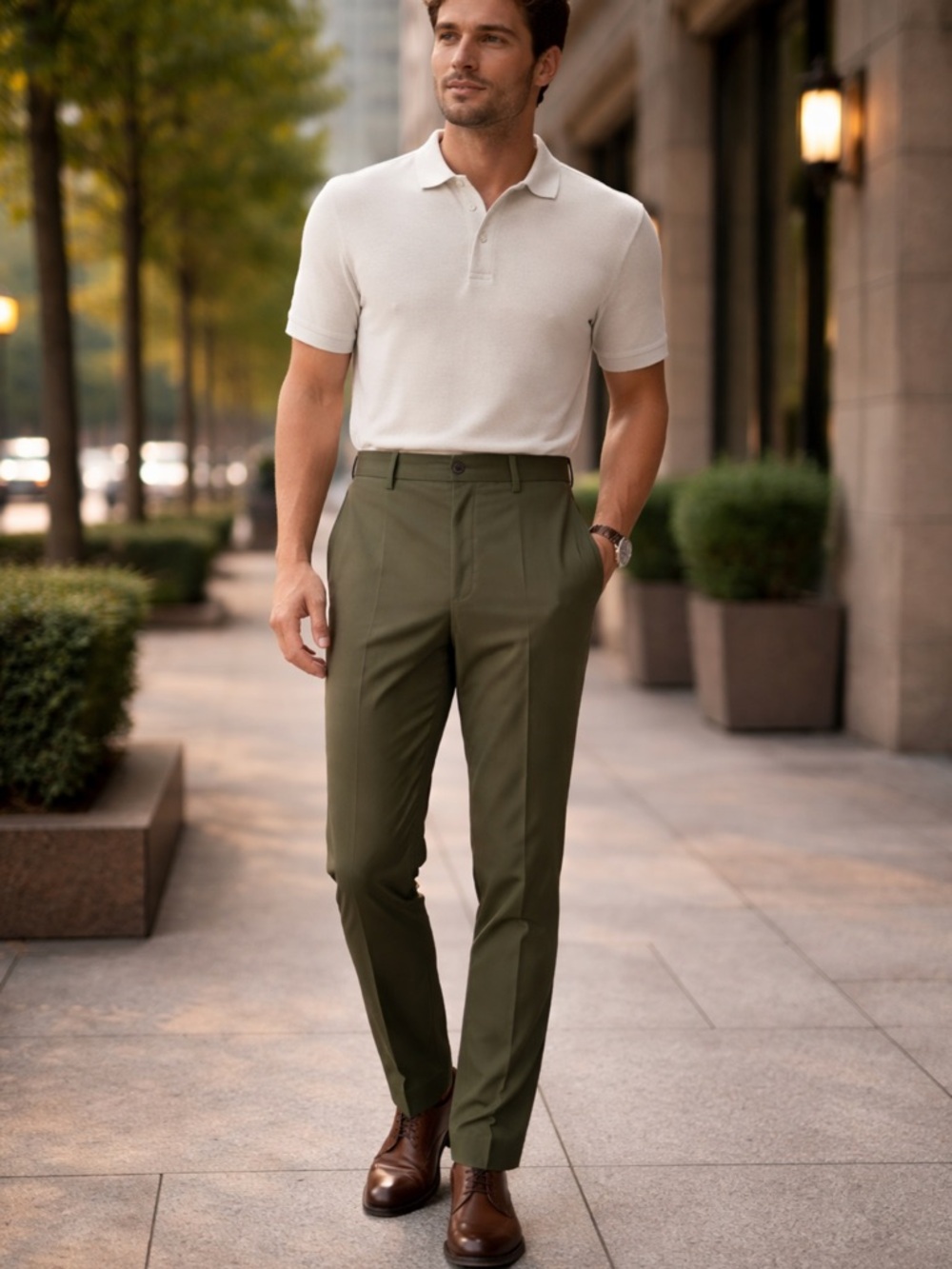 Dockers Olive Dress Pants with Pleated Front